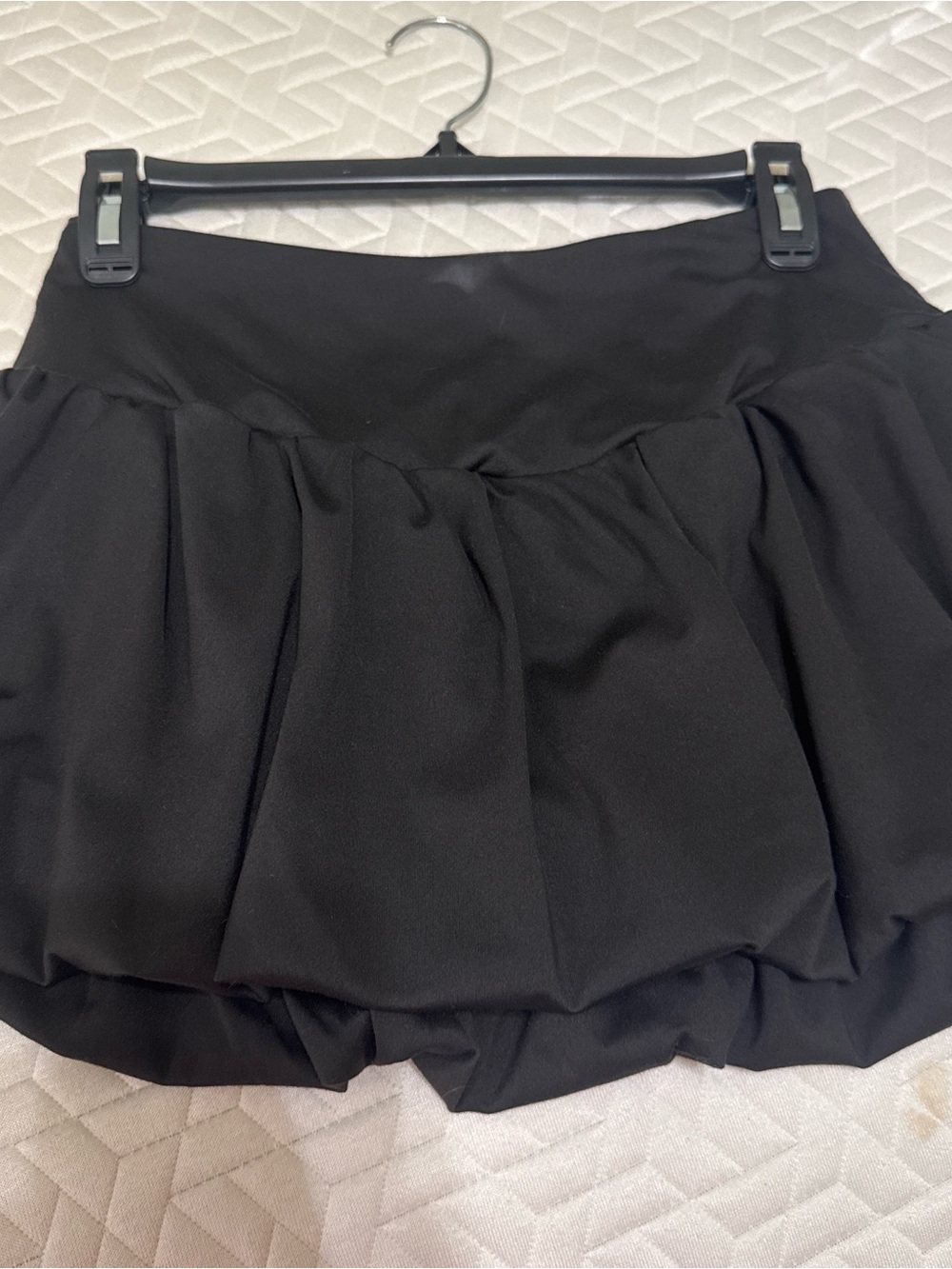 Women's Black Mini Skirt - Flared Bubble Hem